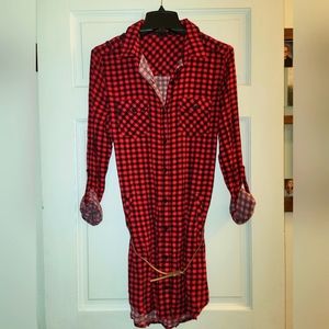 Womens Love Tree Buffalo Plaid Tunic Size Large